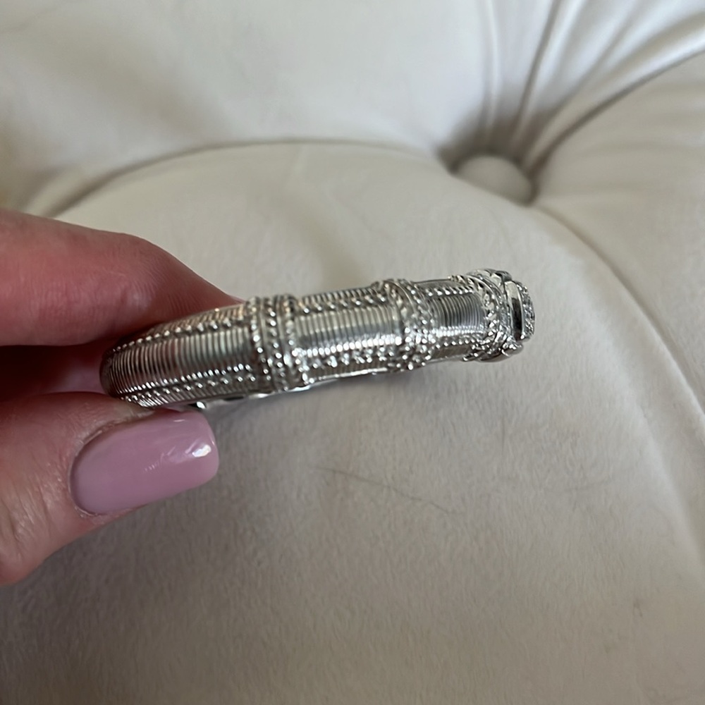 Judith Ripka Silver Textured Bangle Bracelet - Picture 8 of 9